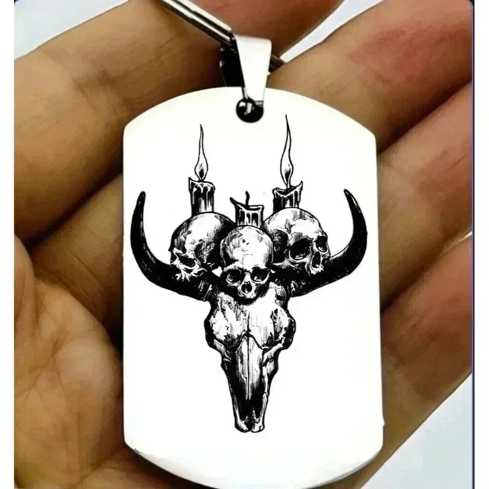 Bull Skull Horn Candle Scary Horror Hot Keychain